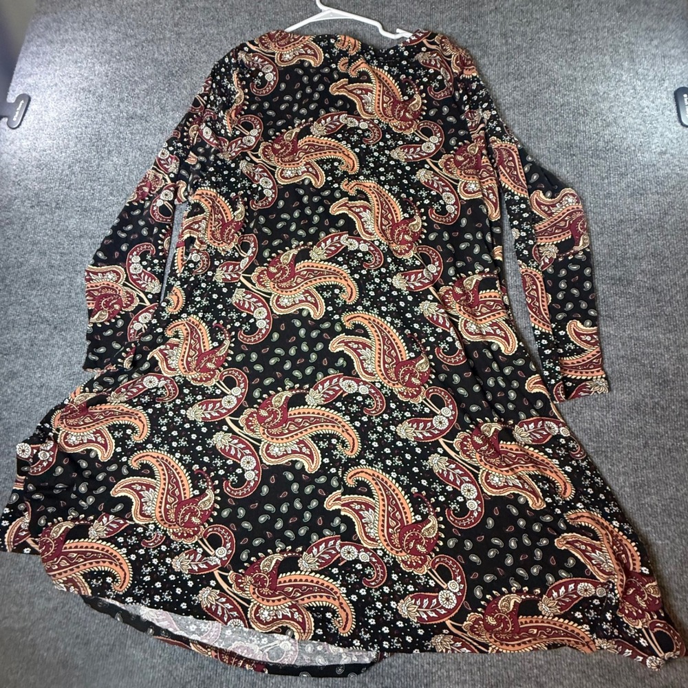 EVANS‎ Paisley Print Jersey Swing Dress Red Black Size 20 Long Sleeve - Picture 3 of 7